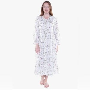 LA CERA Women's 100% Cotton Rose Vine Robe dress medium cottagecore prairie